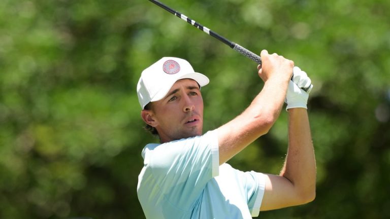 David Puig of Spain tees off on the second hole on day four of the BMW Australian PGA Championship