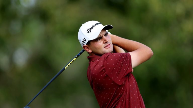 Casey Jarvis of South Africa tees off on the 17th hole on day one of the Alfred Dunhill Championship 2026 at Royal Johannesburg