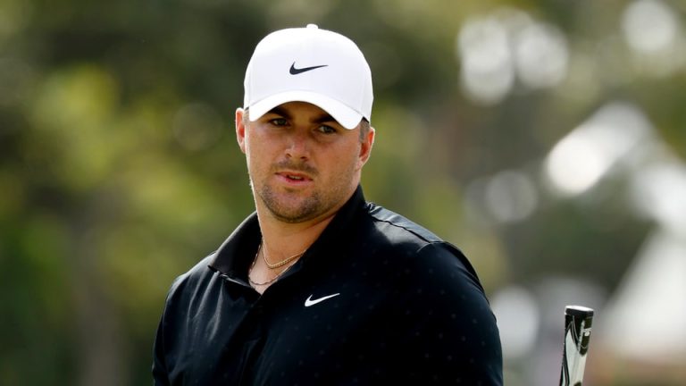 Chris Gotterup of the United States reacts to his putt on the tenth green during the final round of the Sony Open in Hawaii