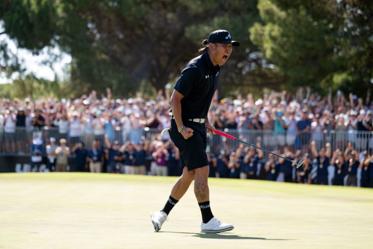 Anthony Kim celebrates at LIV Golf Adelaide (Photo by LIV Golf)