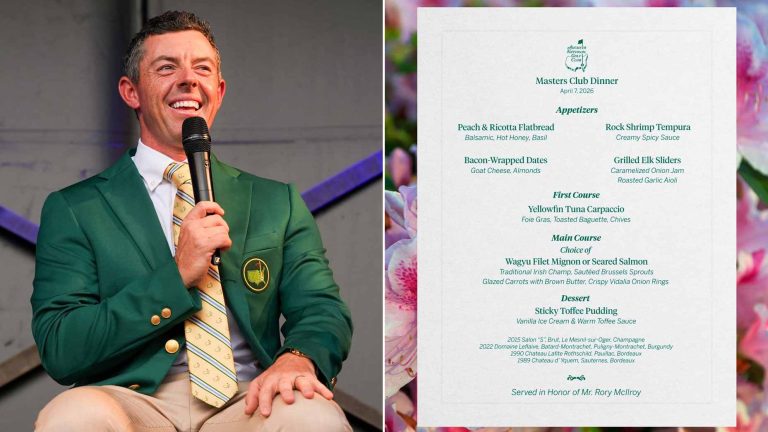 Here's Rory McIlroy's Masters Champions Dinner menu tonight
