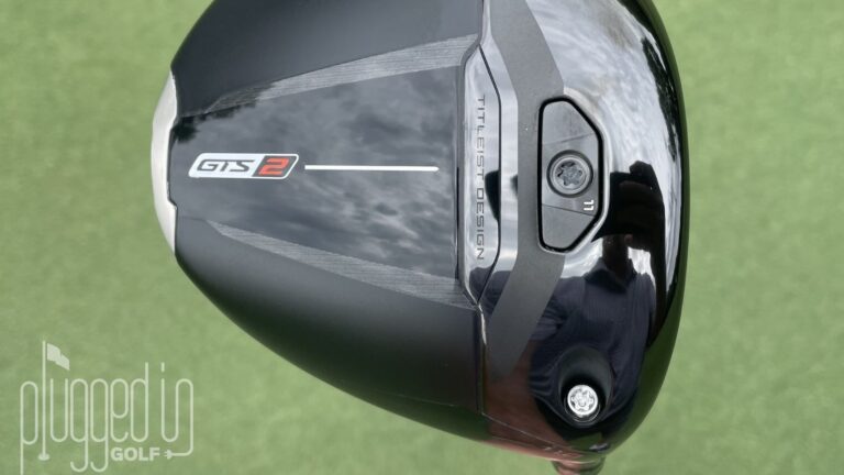 A picture of the sole of the Titleist GTS2 driver sole