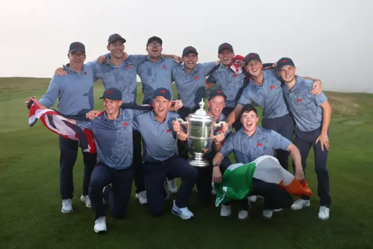 GB&I Complete Historic Comeback Win The Great Britain and Ireland team celebrate winning the 51st Walker Cup at Lahinch